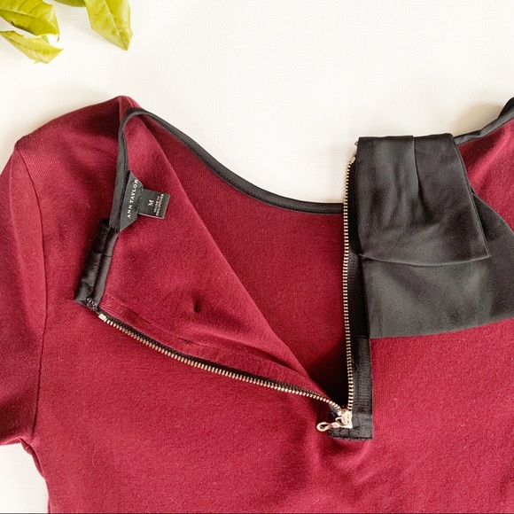 Ann Taylor Bow Back Top Burgundy medium - Picture 2 of 4